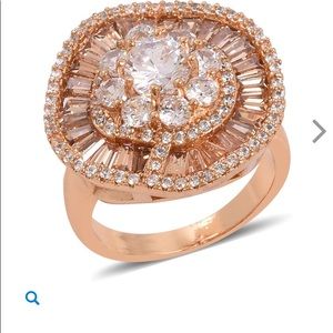 Sim. Champagne White Dia. Ring Goldtone 5.00 ctw